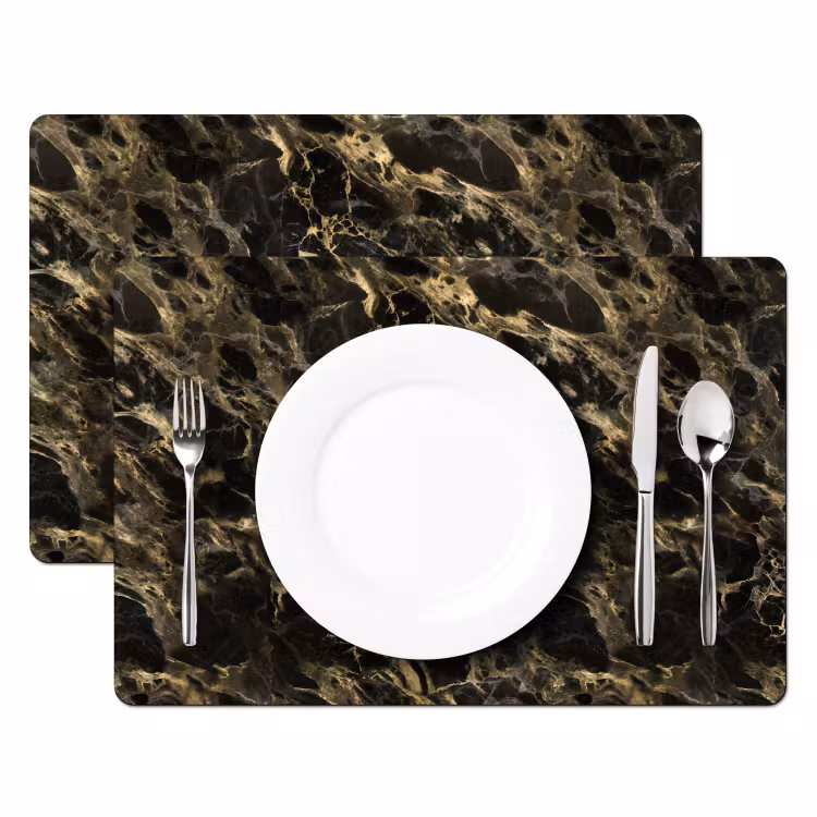 Vinilo para manteles individuales - Cristal - Oro - Negro - Mármol — 2