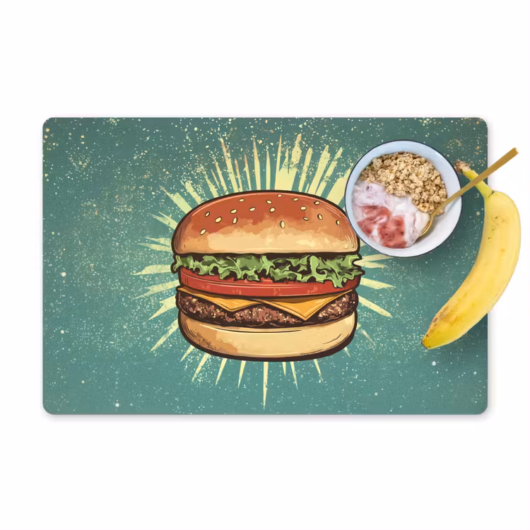 Vinilo para manteles individuales - Hamburguesa - Ilustración - Lechuga - Queso — 1