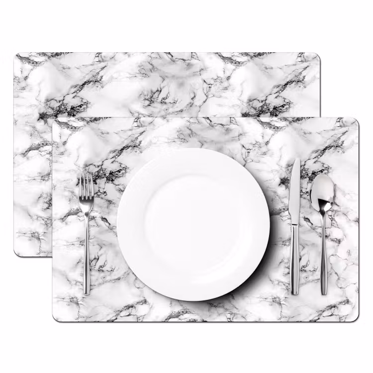 Vinilo para manteles individuales - Mármol - Negro - Dramático - Blanco — 2