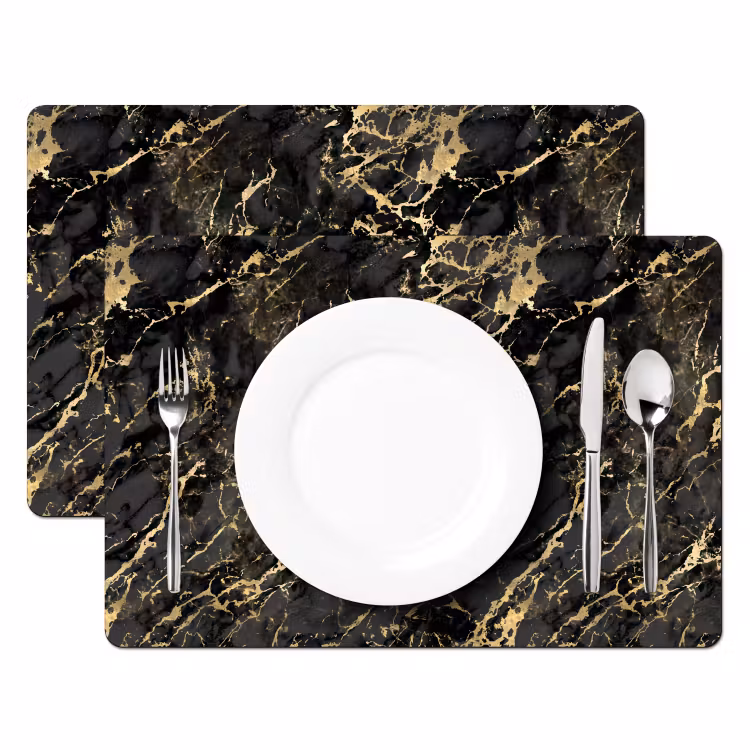Vinilo para manteles individuales - Mármol - Negro - Estructura dorada — 2