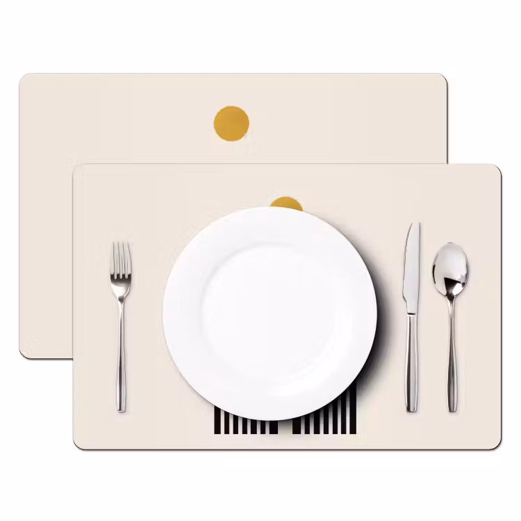 Vinilo para manteles individuales - Minimalista - Lazo negro - Círculo dorado — 2