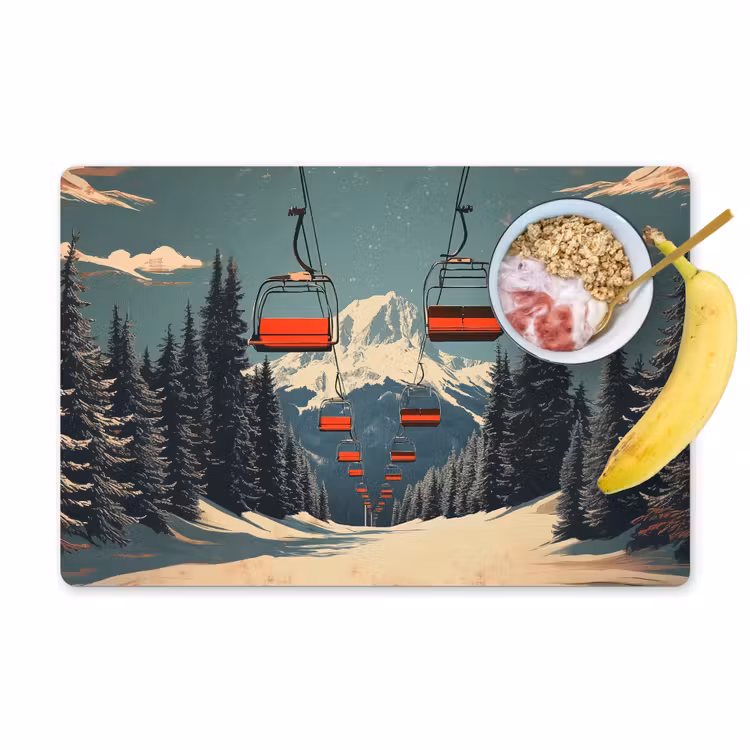 Vinilo para manteles individuales - Nieve - Remonte - Rojo - Árboles — 1