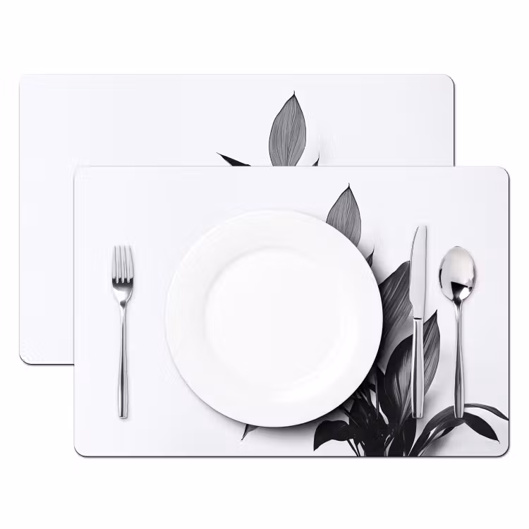 Vinilo para manteles individuales - Planta - Hojas - Minimalista - Negro — 2
