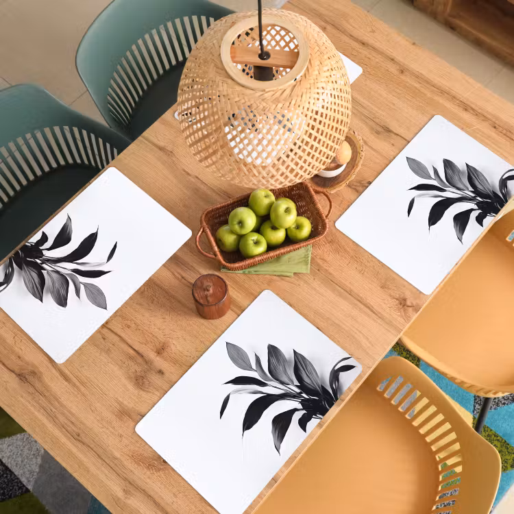 Vinilo para manteles individuales - Planta - Hojas - Minimalista - Negro — 3