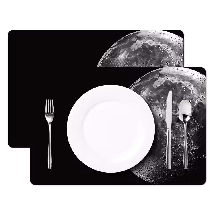 Vinilo para manteles individuales - Primer plano - Luna - Blanco - Textura — 2