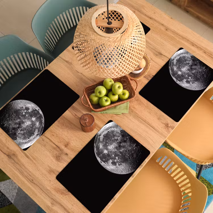Vinilo para manteles individuales - Primer plano - Luna - Blanco - Textura — 3