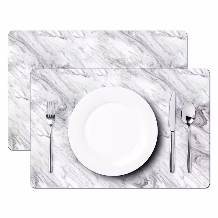 Vinilo para manteles individuales - Remolino - Textura gris - Mármol - Blanco — 2