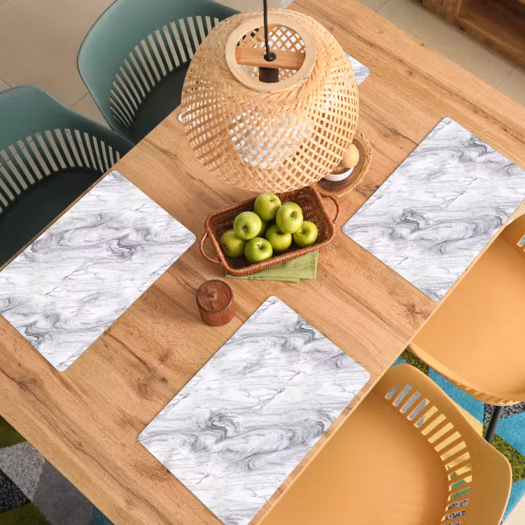 Vinilo para manteles individuales - Remolino - Textura gris - Mármol - Blanco — 3
