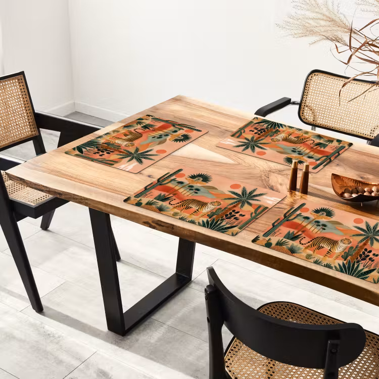 Vinilo para manteles individuales - Tigre - Palmeras - Cactus - Naranja — 4