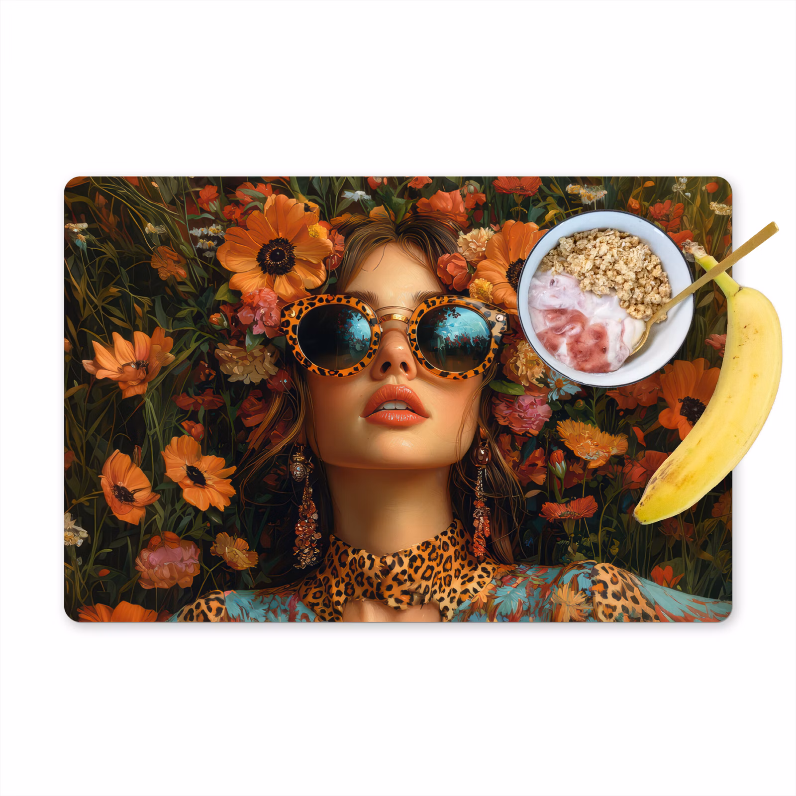 Vinilo para manteles individuales - Mujer - Flores - Moderno - Gafas - Abstracto — 1