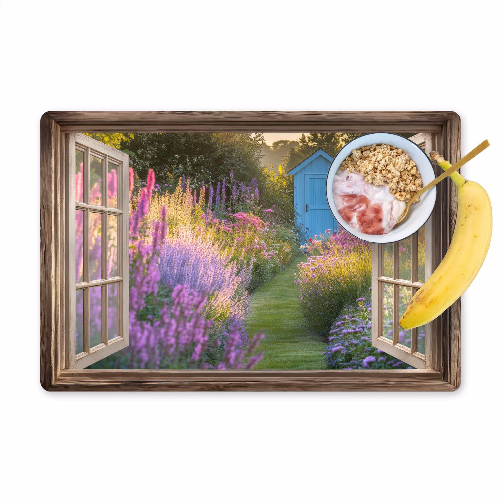 Vinilo para manteles individuales - Transparente - Flores - Ventana - Naturaleza — 1