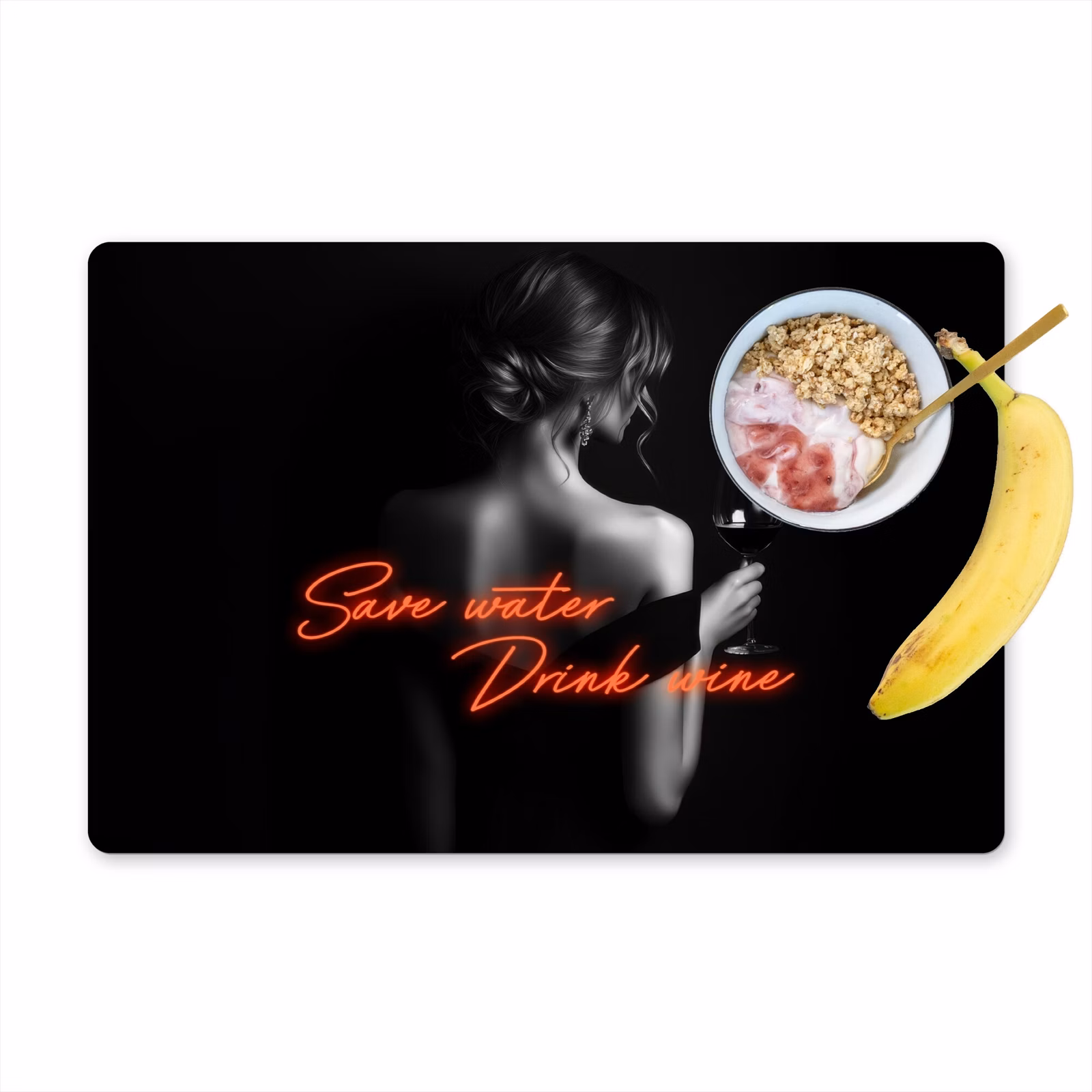 Vinilo para manteles individuales - Vino - Mujer - Neón - Cita — 1