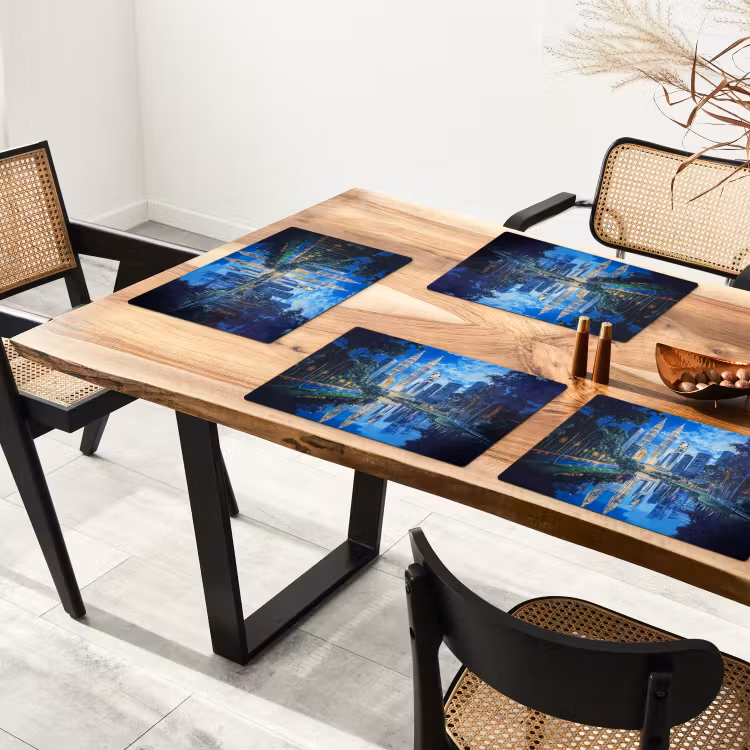 Vinilo para manteles individuales - Ciudad de Kuala Lumpur - Skyline - Rascacielos - Agua — 4