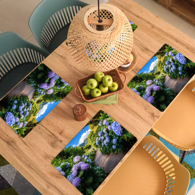 Vinilo para manteles individuales - Hortsensia - Sapo - Flores — 3