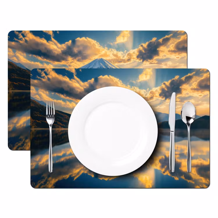 Vinilo para manteles individuales - Montaña - Río - Puesta de sol — 2