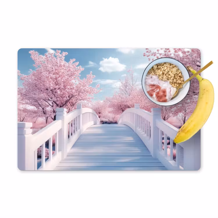 Vinilo para manteles individuales - Puente - Cerezos - Blanco — 1