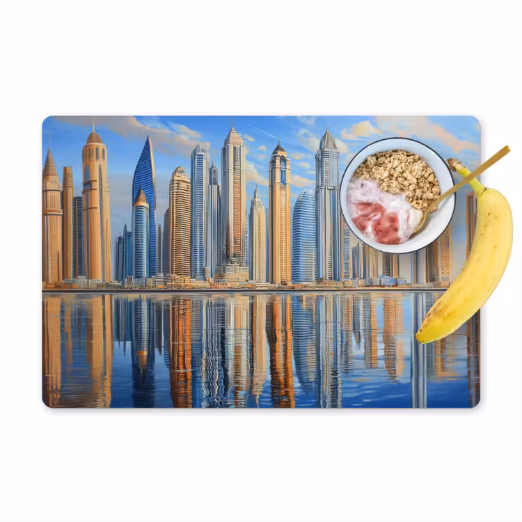 Vinilo para manteles individuales - Skyline - Rascacielos - Agua - Azul — 1