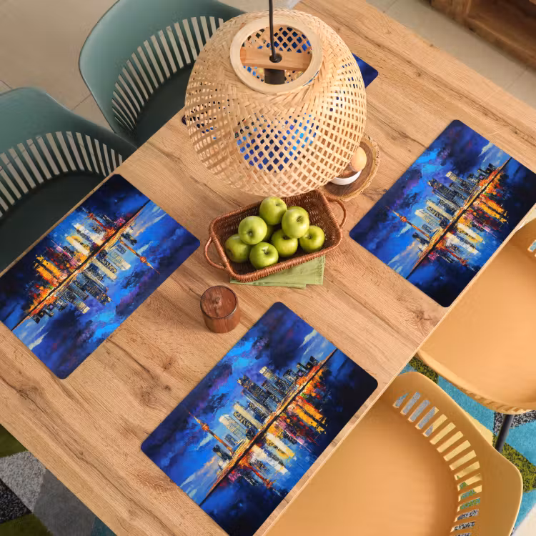 Vinilo para manteles individuales - Skyline Toronto - Moderno - Luz de ciudad - Azul — 3