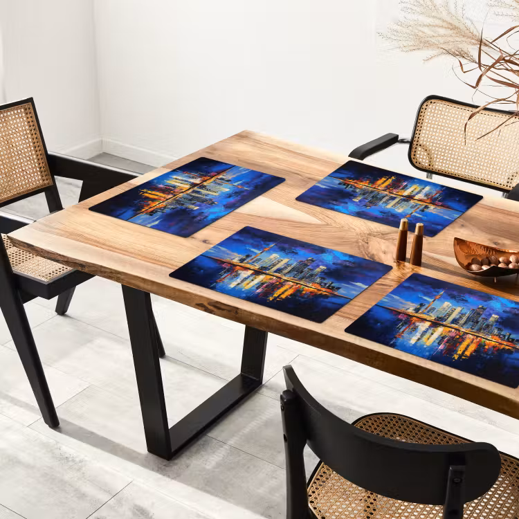 Vinilo para manteles individuales - Skyline Toronto - Moderno - Luz de ciudad - Azul — 4