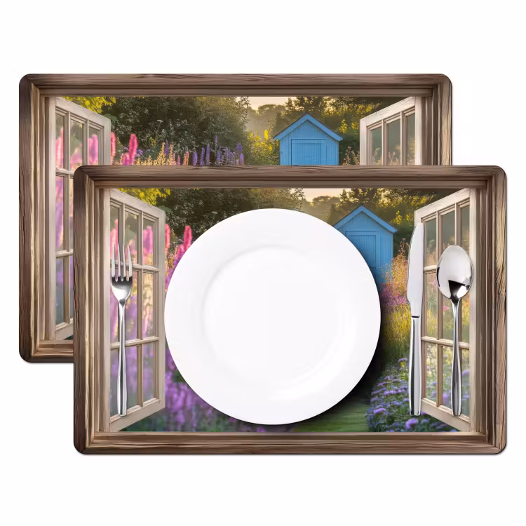 Vinilo para manteles individuales - Transparente - Flores - Ventana - Naturaleza — 2