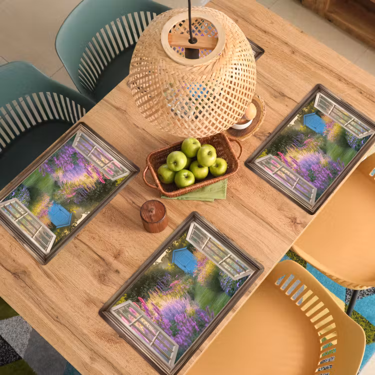 Vinilo para manteles individuales - Transparente - Flores - Ventana - Naturaleza — 3