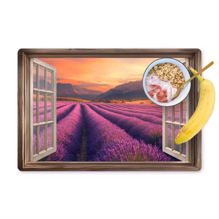 Vinilo para manteles individuales - Transparente - Lavanda - Paisaje - Flores - Morado — 1
