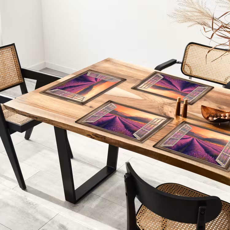 Vinilo para manteles individuales - Transparente - Lavanda - Paisaje - Flores - Morado — 4