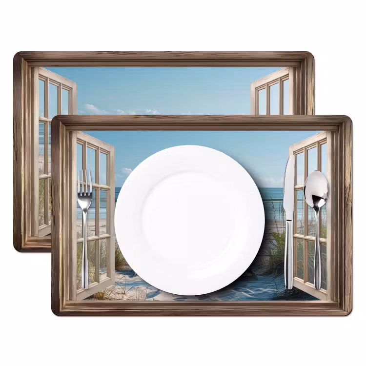 Vinilo para manteles individuales - Transparente - Sillas de playa - Dunas - Mar - Naturaleza — 2