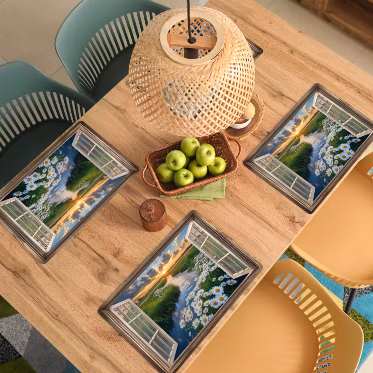 Vinilo para manteles individuales - Vista - Paisaje - Ventana - Agua - Puesta de sol — 3