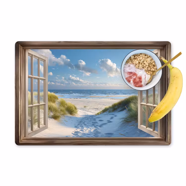 Vinilo para manteles individuales - Vista - Playa - Ventana - Dunas - Mar — 1