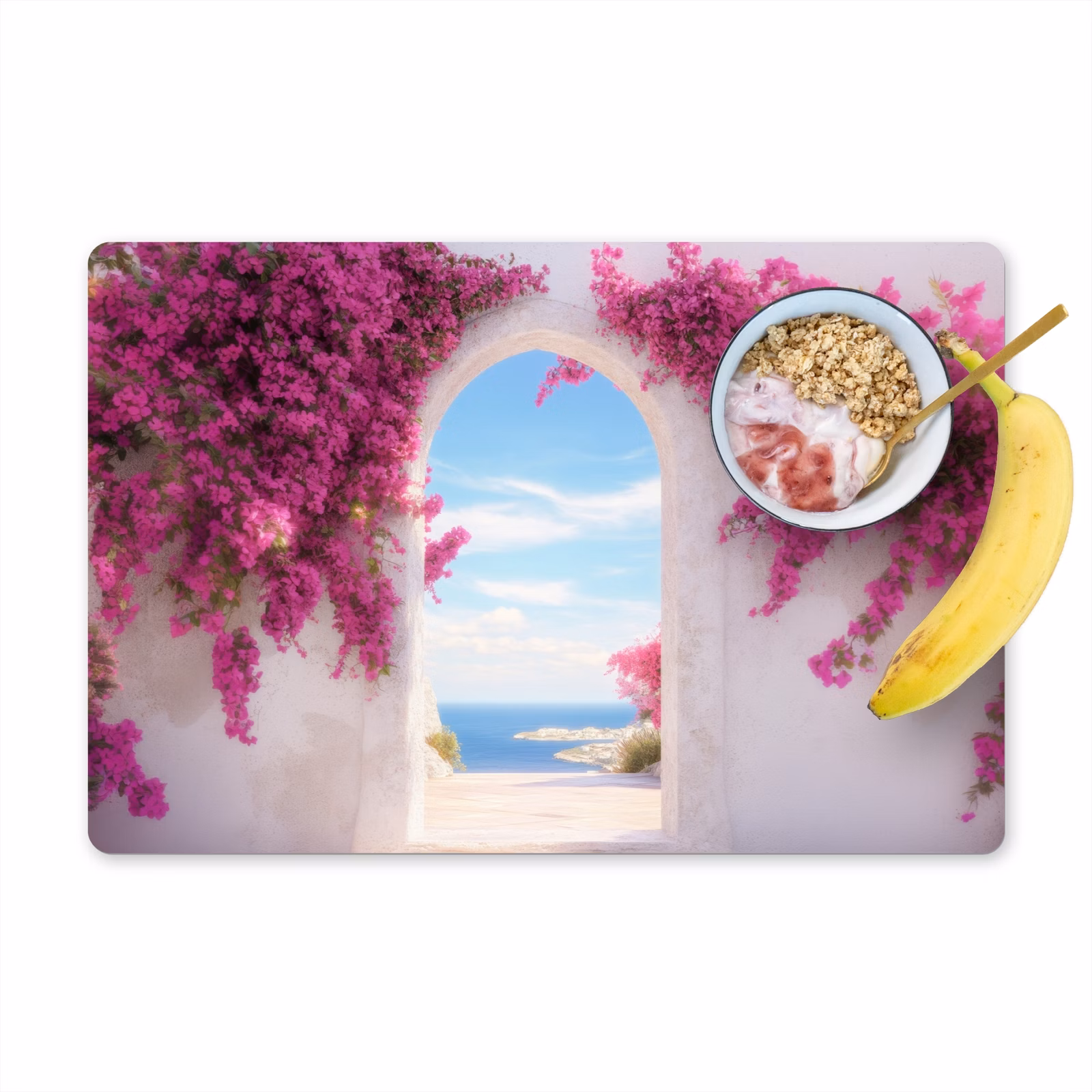 Vinilo para manteles individuales - Mar - Rosa - Flores - Puerta — 1