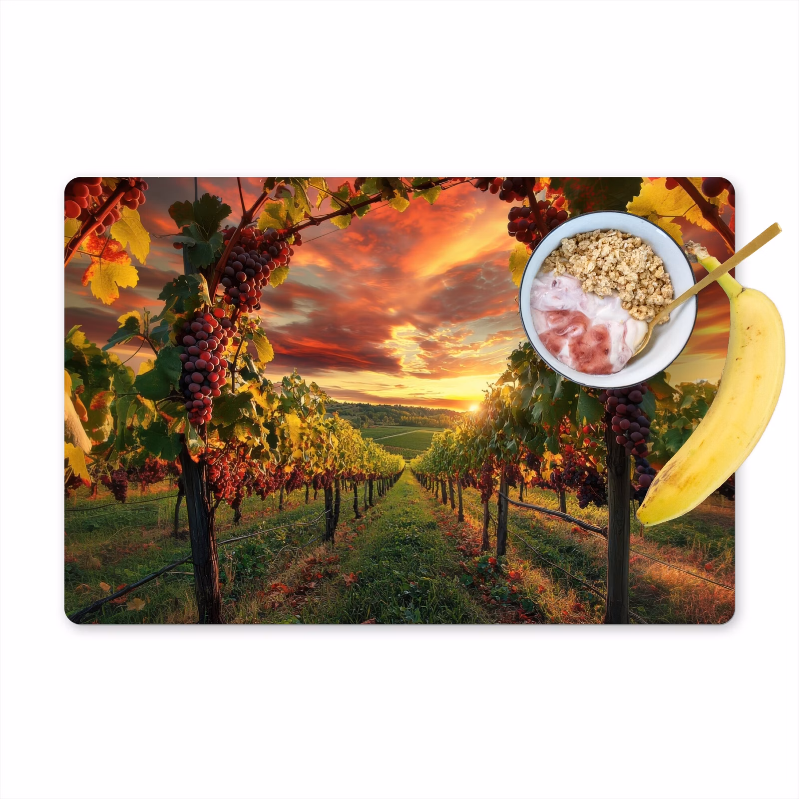 Vinilo para manteles individuales - Viñedo - Uvas - Puesta de sol — 1