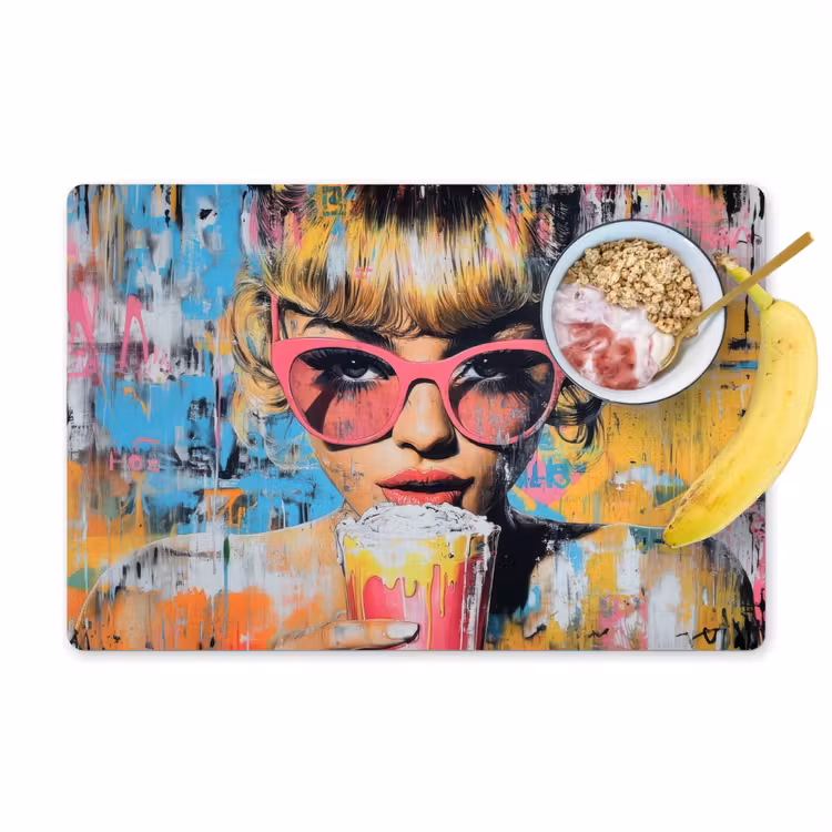 Vinilo para manteles individuales - Gafas de sol - Mujer - Colorido - Salpicaduras de pintura — 1