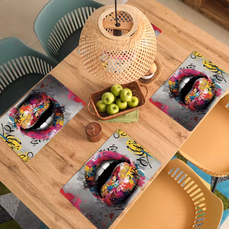 Vinilo para manteles individuales - Labios - Graffiti - Expresivos — 3