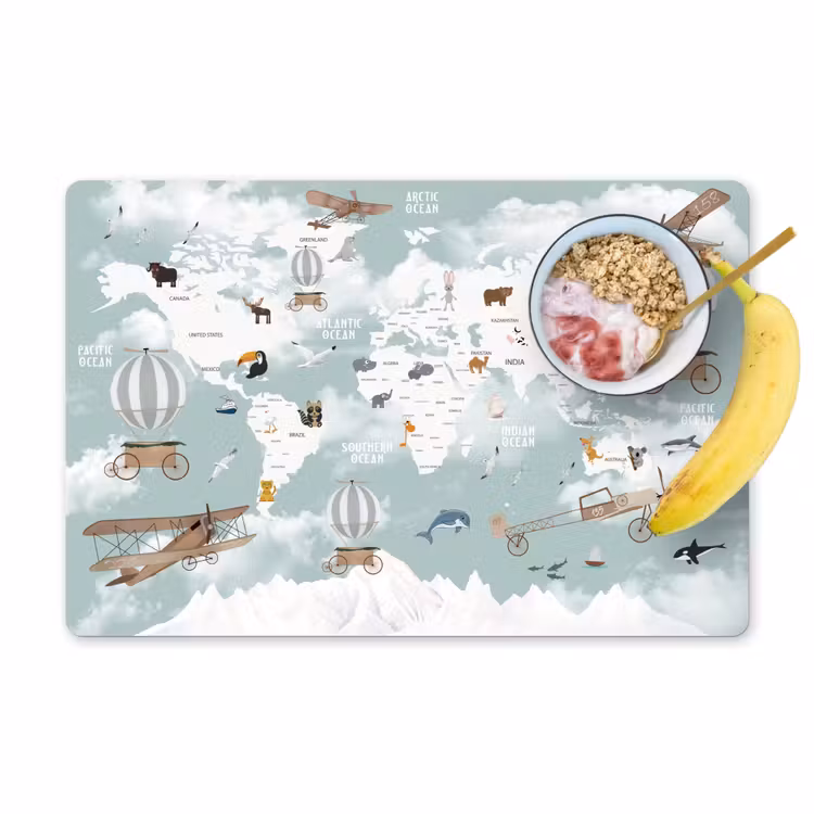 Vinilo para manteles individuales - Mapamundi - Niño - Avión — 1