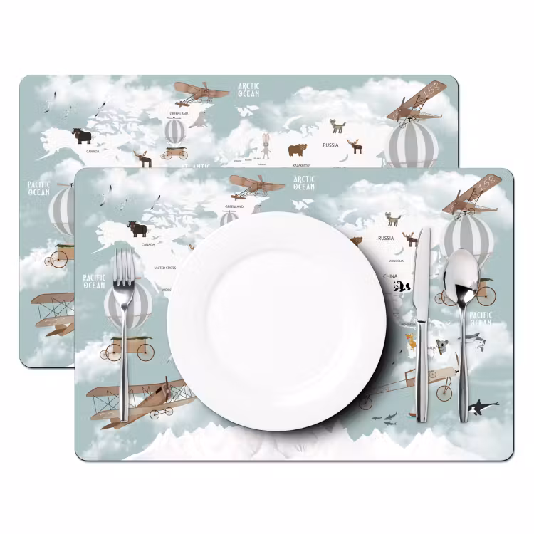 Vinilo para manteles individuales - Mapamundi - Niño - Avión — 2