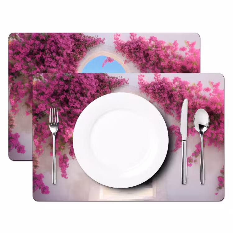 Vinilo para manteles individuales - Mar - Rosa - Flores - Puerta — 2