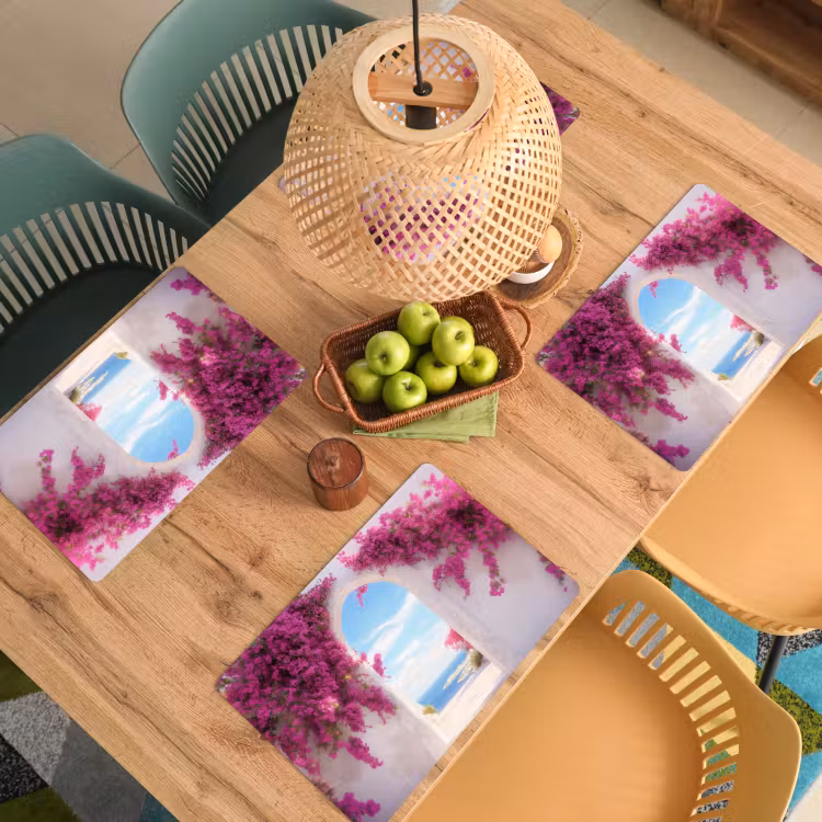 Vinilo para manteles individuales - Mar - Rosa - Flores - Puerta — 3