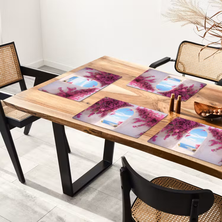 Vinilo para manteles individuales - Mar - Rosa - Flores - Puerta — 4