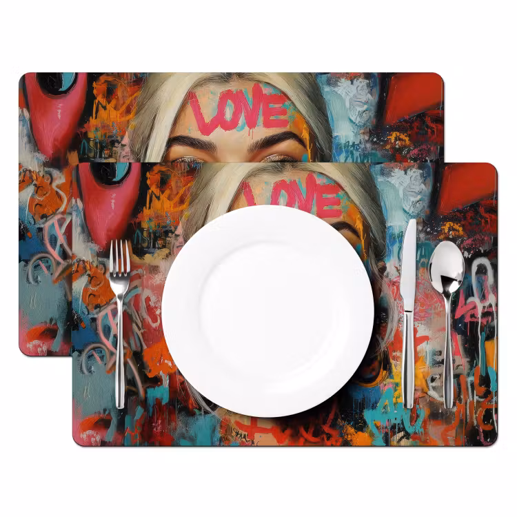 Vinilo para manteles individuales - Mujer - Chicle - Graffiti - Amor — 2