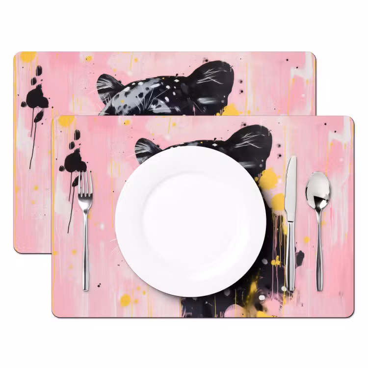 Vinilo para manteles individuales - Negro - Pantera - Rosa - Abstracto — 2