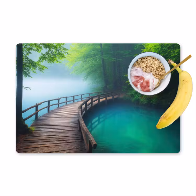 Vinilo para manteles individuales - Puente - Agua - Río - Bosque — 1