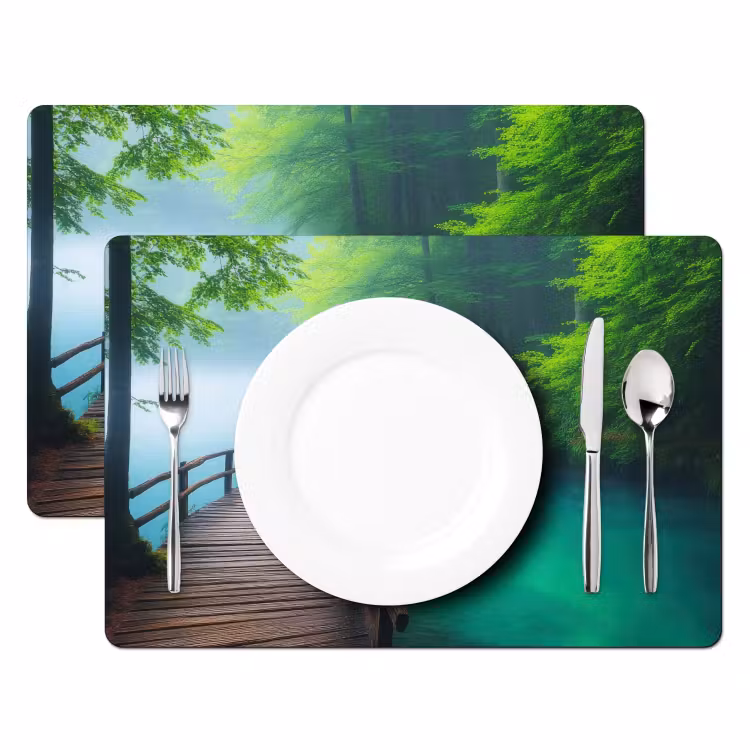 Vinilo para manteles individuales - Puente - Agua - Río - Bosque — 2