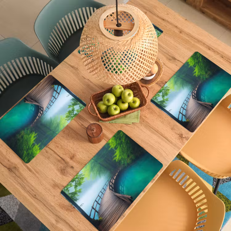 Vinilo para manteles individuales - Puente - Agua - Río - Bosque — 3