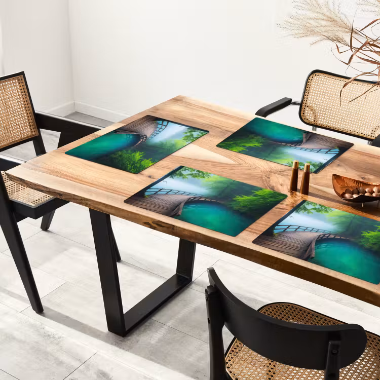 Vinilo para manteles individuales - Puente - Agua - Río - Bosque — 4