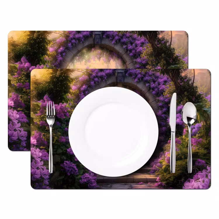 Vinilo para manteles individuales - Puerta - Morado - Flores — 2