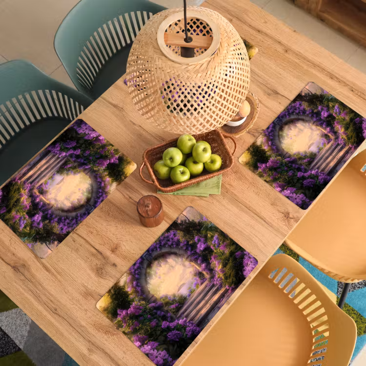 Vinilo para manteles individuales - Puerta - Morado - Flores — 3