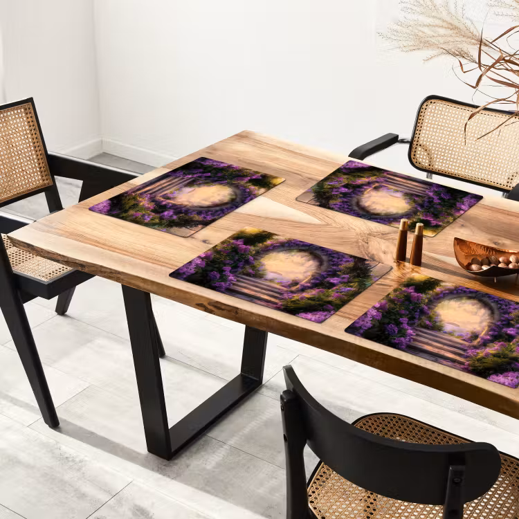 Vinilo para manteles individuales - Puerta - Morado - Flores — 4