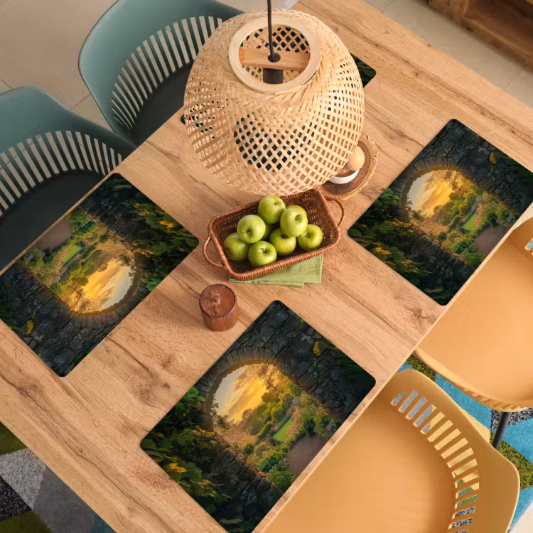 Vinilo para manteles individuales - Puerta - Plantas - Puesta de sol — 3