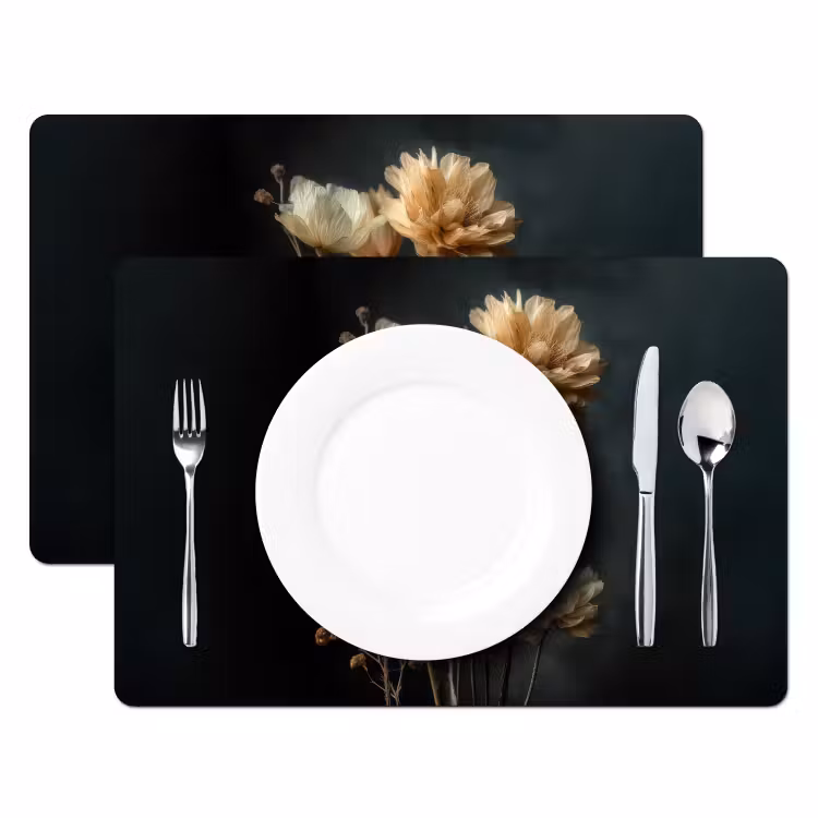 Vinilo para manteles individuales - Ramo - Flores - Luz - Negro — 2